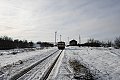 Vlak přijíždí na nádraží v Rusové 
